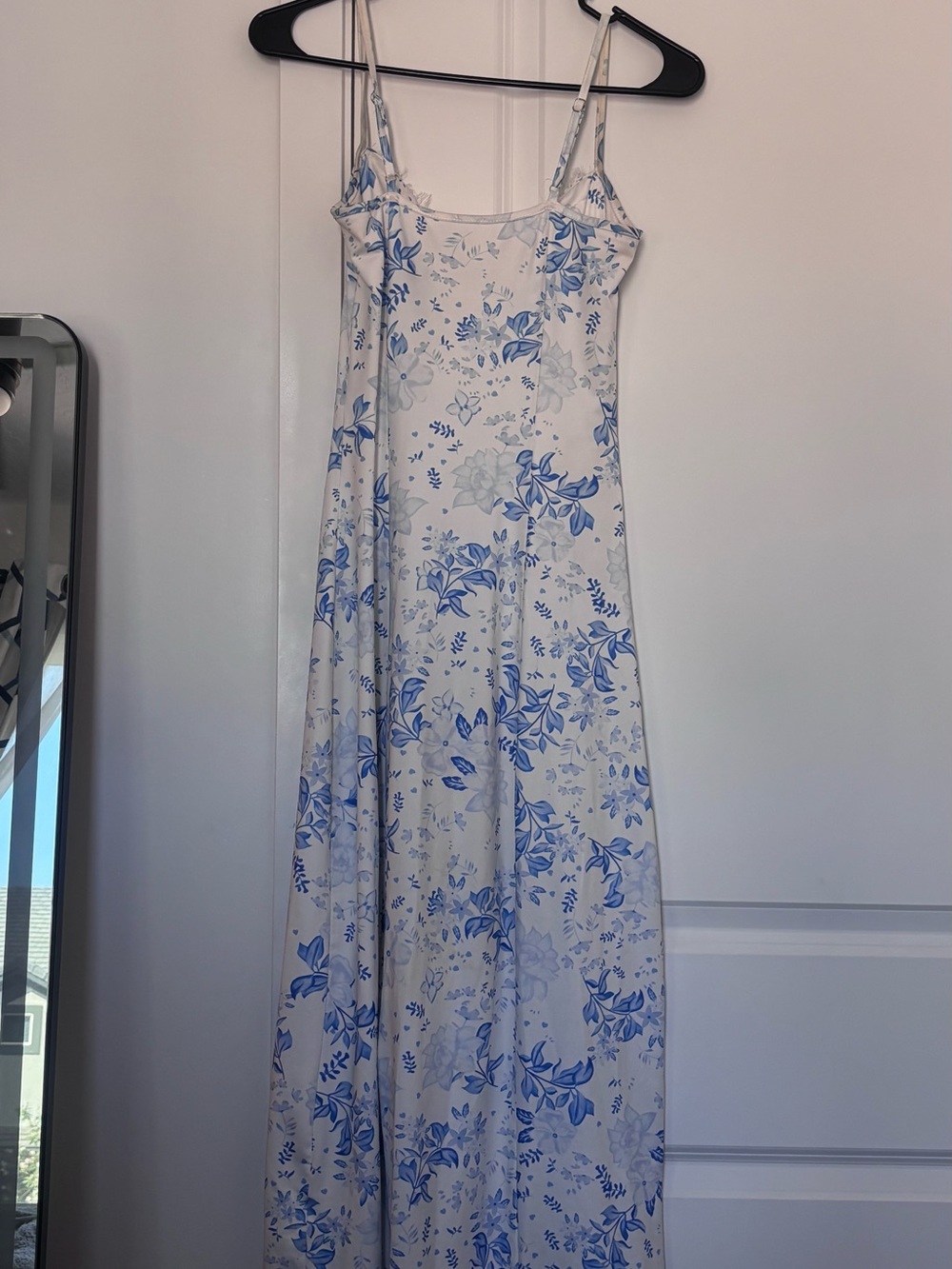 Blue Floral Slip Dress - White & Blue